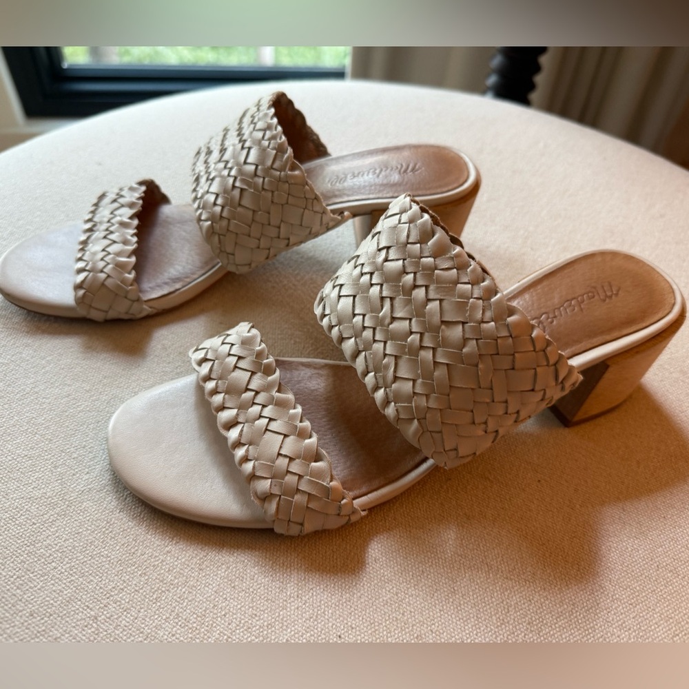 MADEWELL leather woven strap sandal in cream, W size 9 - Picture 4 of 7